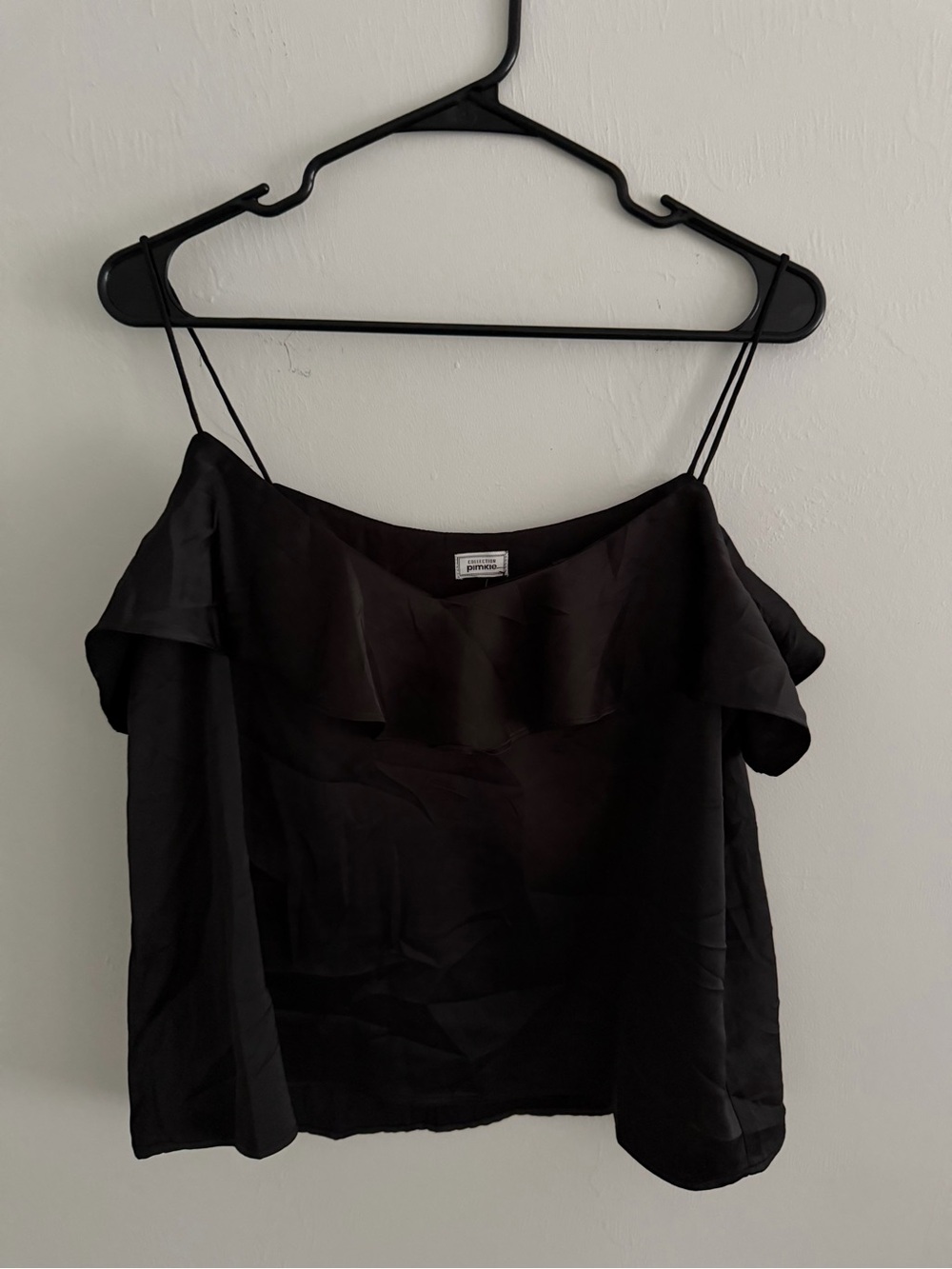 Aritzia Black Off-Shoulder Ruffle Cami